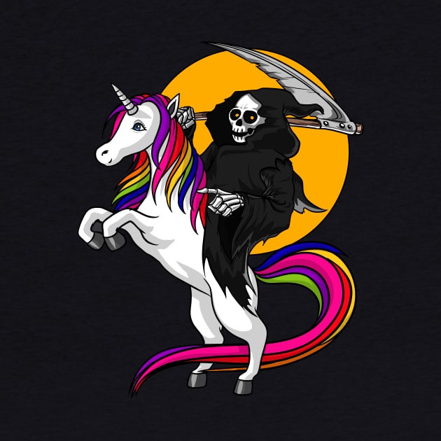 Grim Reaper Riding Unicorn by underheaven